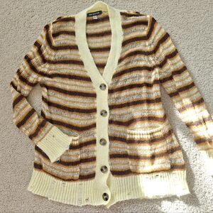 Ueban Outfitters Striped Button-Up Cardigan Sweater